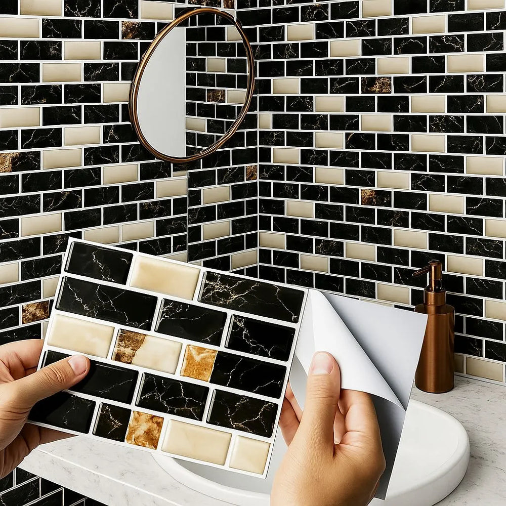Self-Adhesive 3D Mosaic Tile Wall Stickers-24 pcs set Cosmia.pk