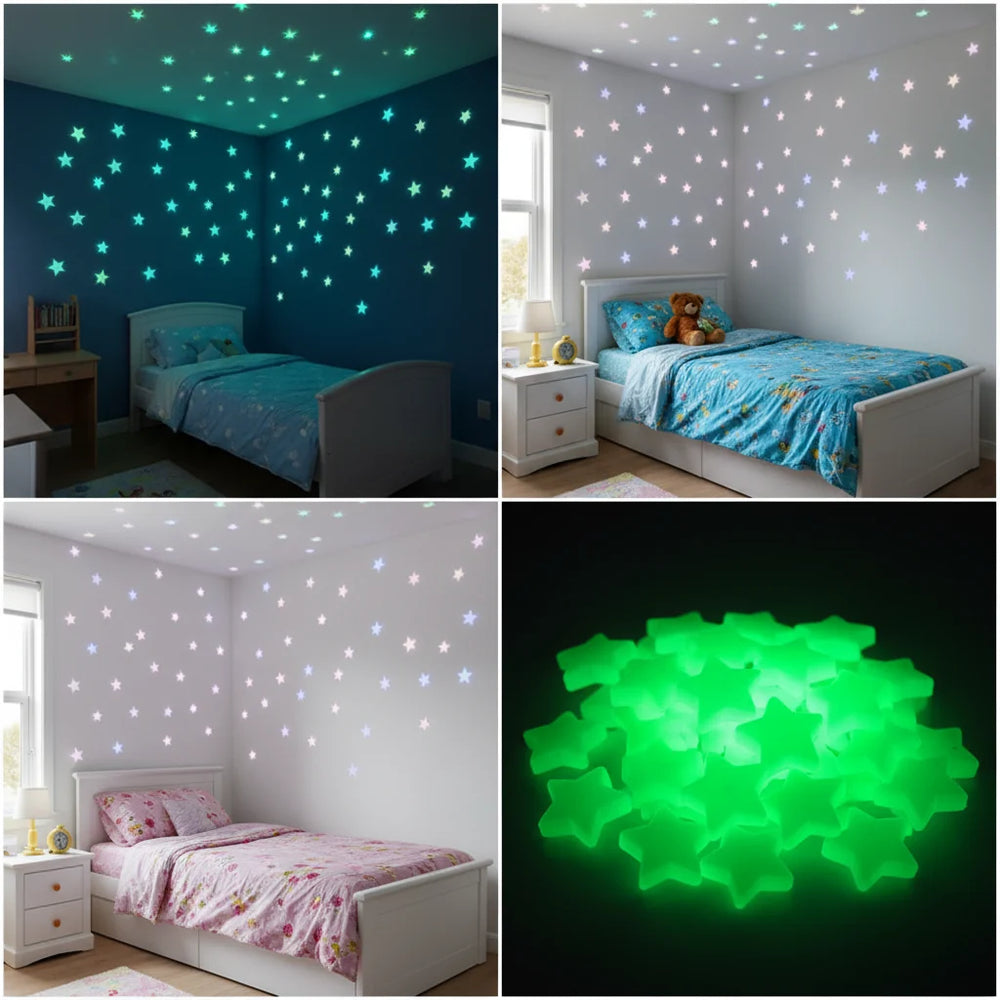 Glow In The Dark Star Wall Stickers Set Cosmia.pk