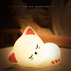 Cute Sleeping Cat Silicone LED Night Light Cosmia.pk