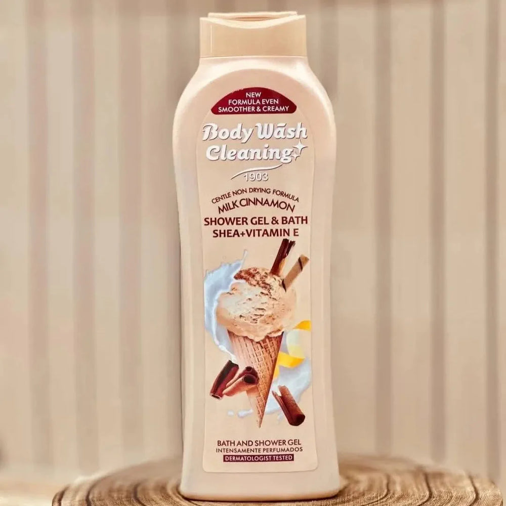Milk Cinnamon Cleaning Body Wash – Gentle Shower Gel & Bath with Shea Body Wash