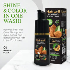Hairwell Natural Black Shampoo Hair Color – 160ml Hairwell