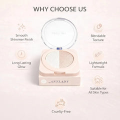 ANYLADY Duo Baked Highlighter Compact – 2-in-1 Shimmer & Glow Powder ANYLADY