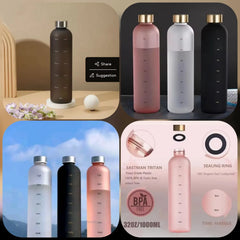 The Aura Frosted Motivational Water Bottle – Elegant Time-Marked Cosmia.pk