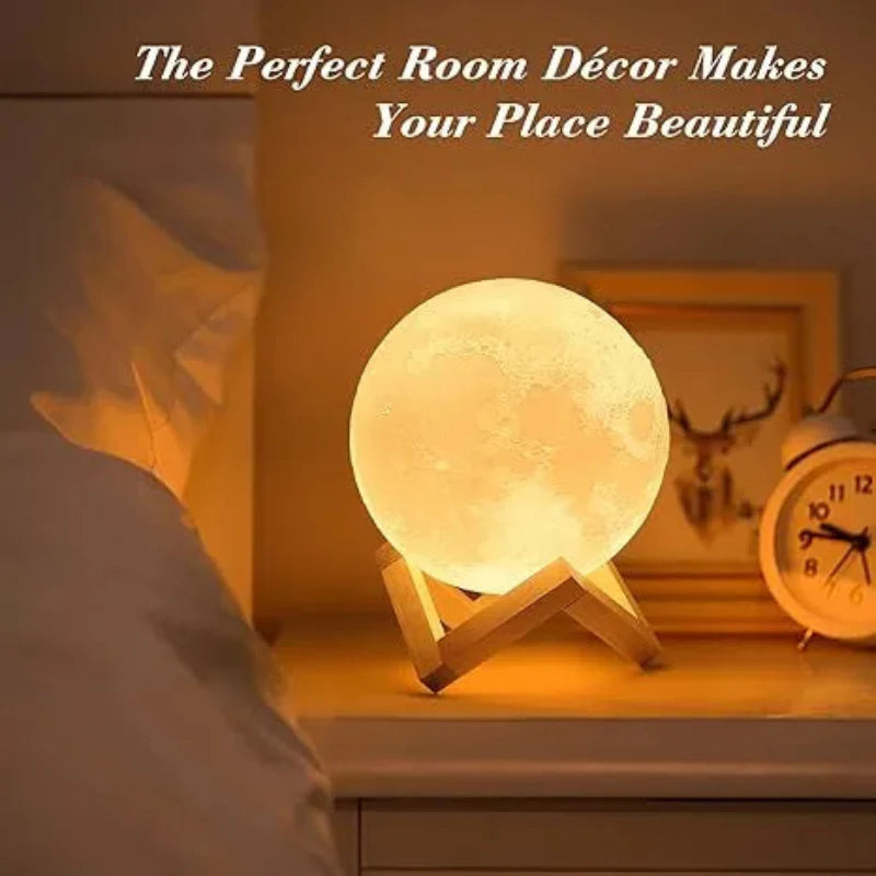 3D Moon Lamp Night Light with Wooden Stand Cosmia.pk