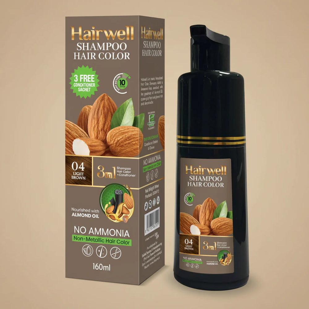 Hairwell Light Brown Shampoo Hair Color – 160ml Hairwell