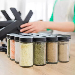 360° Rotating Ferris Wheel Spice Rack Organizer – 18 Pcs Glass Bottles Cosmia.pk