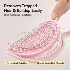 Cute Cat-Eared Hollow Out Detangling Hair Brush with Removable Base Cosmia.pk