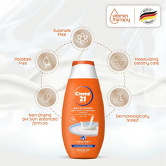 Crème 21 Rich & Creamy Moisturising Body wash,With Vit E & Almond Creme 21