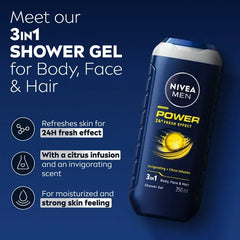 Nivea Men Power Fresh 3-in-1 Shower Gel – 250ml Nivea