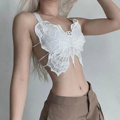 Butterfly Lace Corset Sleeveless Crop Top Cosmia.pk