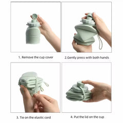 Silicone Folding Portable Reusable Bottle - 600ml Cosmia.pk