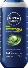 Nivea Men Energy 24H Fresh Effect 3-in-1 Shower Gel-250ml Nivea