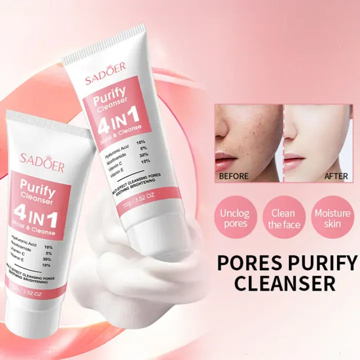 SADOER 4 IN 1 Whitening Brightening Facial Cleanser - 100ml Sadoer