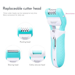 Kemei KM-6198B 3-in-1 rechargeable Electric Epilator Kemei