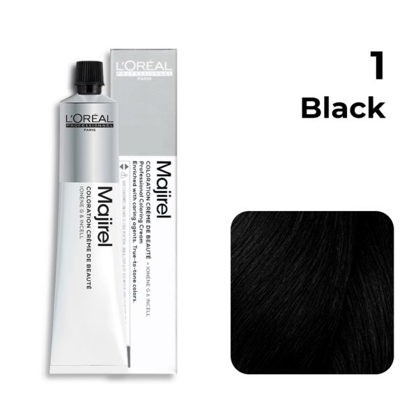 L'Oréal Professionnel Majirel 1/1N (Black) Permanent Hair Color – 50ml Loreal Professional