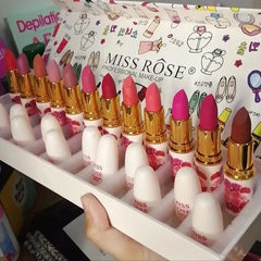 Miss Rose Lipsticks - 12 Pcs Set Miss Rose