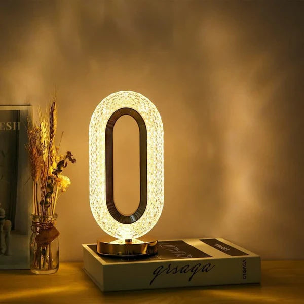 Modern Luxury Oval USB Rechargeable Crystal Table Lamp Cosmia.pk