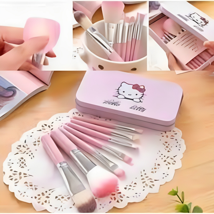 Pack Of 7-Cute Hello Kitty Makeup Brushes Set Hello Kitty