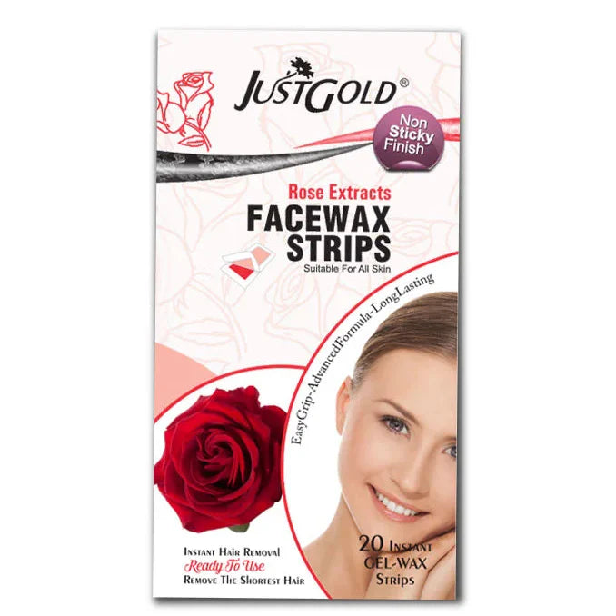 Justgold’s Face Wax Strips - Rose Extracts (20 Strips) Just Gold