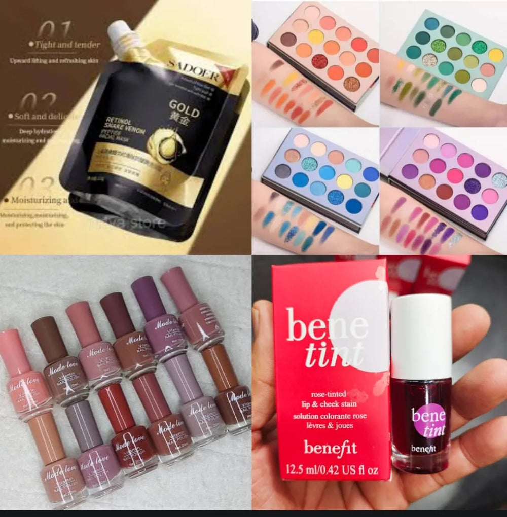 Glow & Glam Beauty Deal – Nude Nail Polish Set + Bene Tint + Gold Cosmia.pk