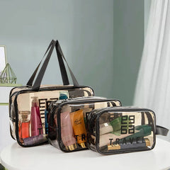 3 Pieces of Clear Makeup Bag, PVC Waterproof Cosmetic Bag Large Clear Travel Toi Cosmia