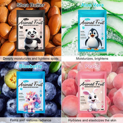 SADOER Pack of 08 Animal Fresh Fruit Natural Animal Series Facial Sheet Mask Sadoer