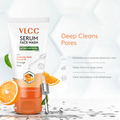 VLCC Acne Defense Serum Face Wash with Salicylic Acid Serum & Orange Peel - 150ml VLCC
