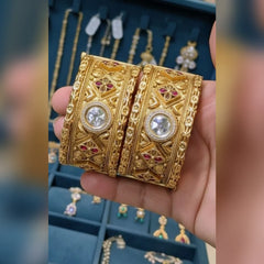 Zircon Work High Quality Rajwari Gold Bangles Cosmia
