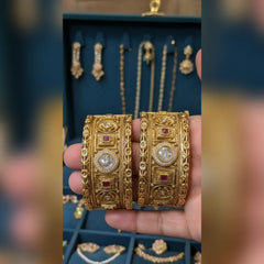 Zircon Work High Quality Rajwari Gold Bangles Cosmia