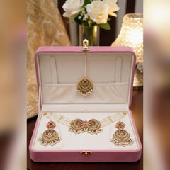 Kundan and Pearl choker necklace set Cosmia