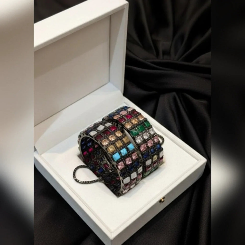 Rainbow Tide Cascade Bangles – Vibrant Flowing Elegance Cosmia