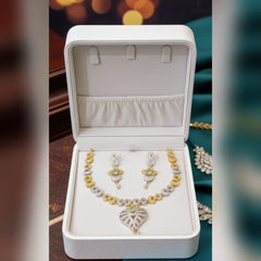 Premium Zircon Necklace Set – 2 Tone Color Cosmia