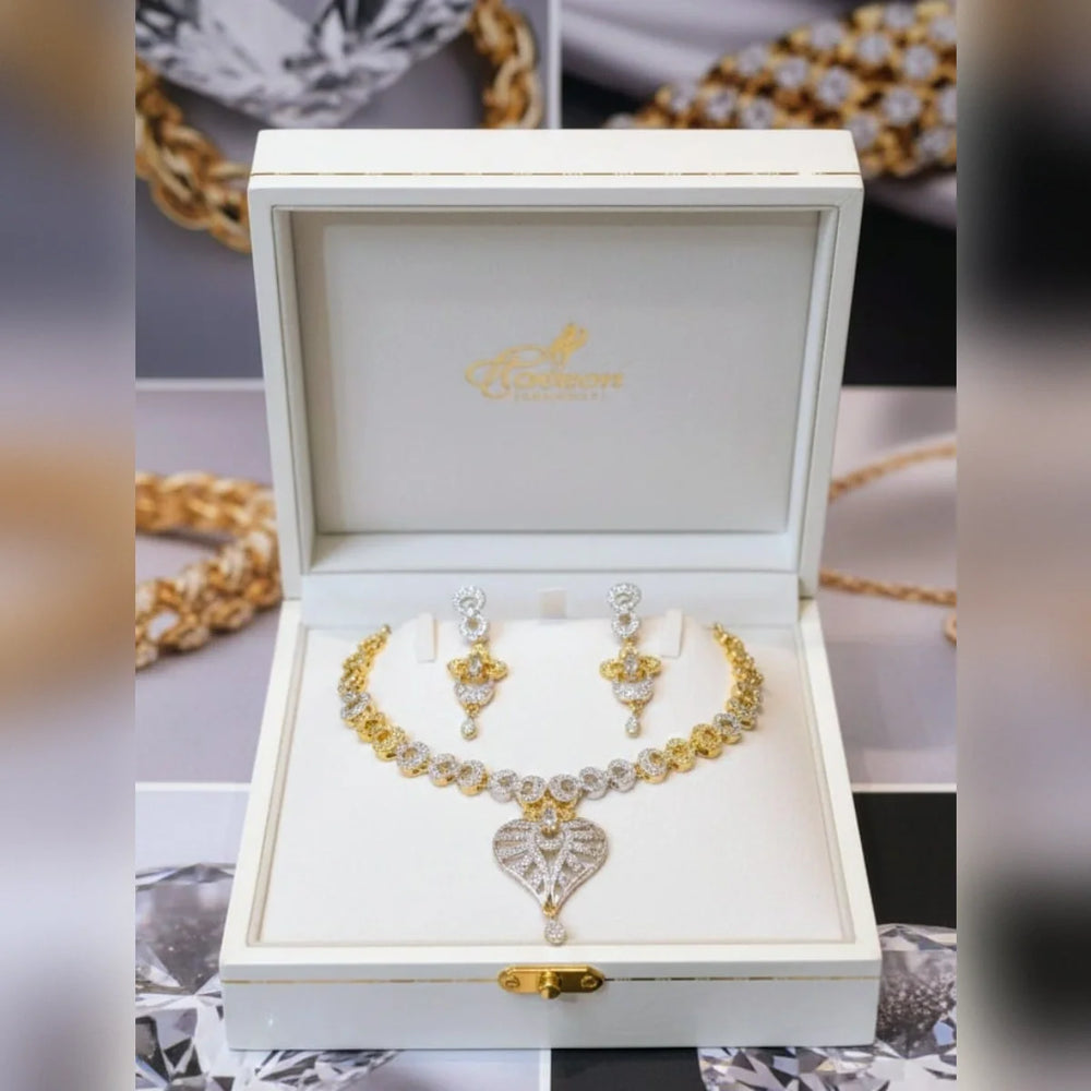 Premium Zircon Necklace Set – 2 Tone Color Cosmia