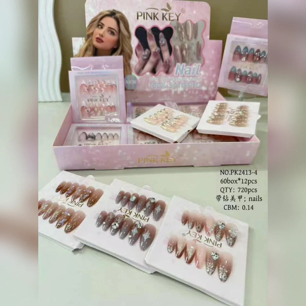 Pink Key Fancy nails - 12PCS BOX Pink Key