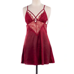 Midnight Allure Satin & Lace Slip Dress - 6016 Cosmia.pk