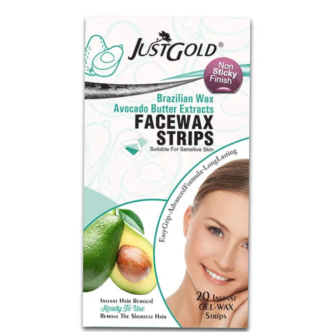 Justgold’s Face Wax Strips - Brazilian Wax Avocado Butter Extracts Just Gold