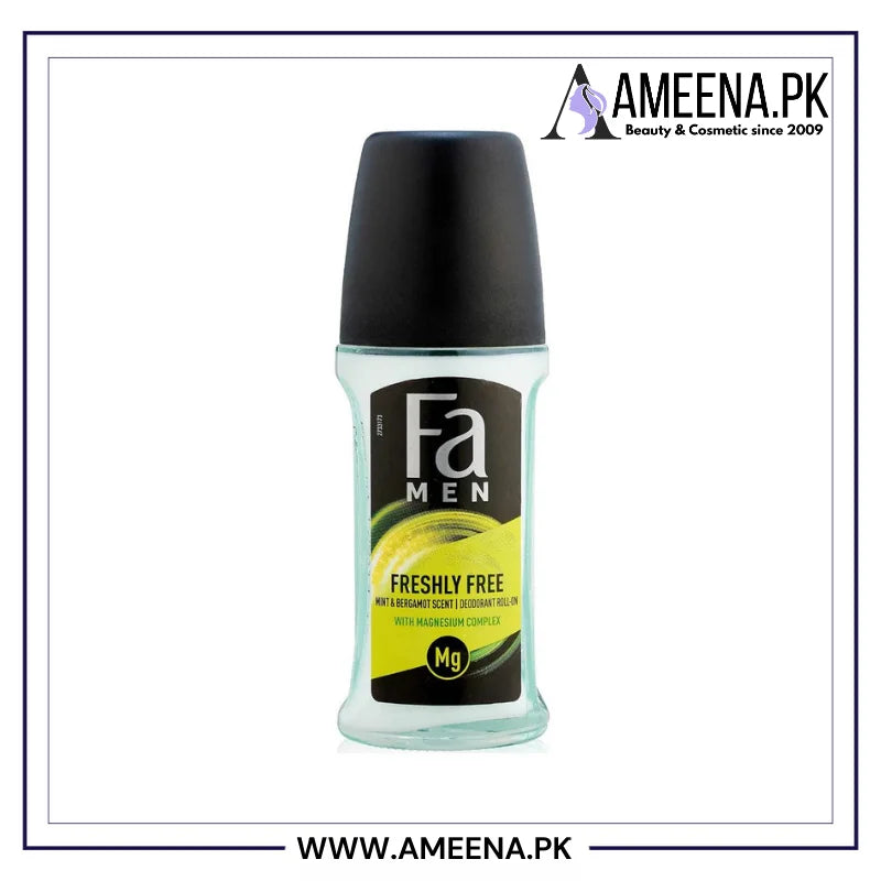 Fa Deodorant Roll On Men Freshly Free Mint & Bergamot Scent 50ml Fa