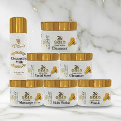 Vitally Gold 6 Steps Facial Set with Free Gift CLeansing Milk - 120gm Vitally