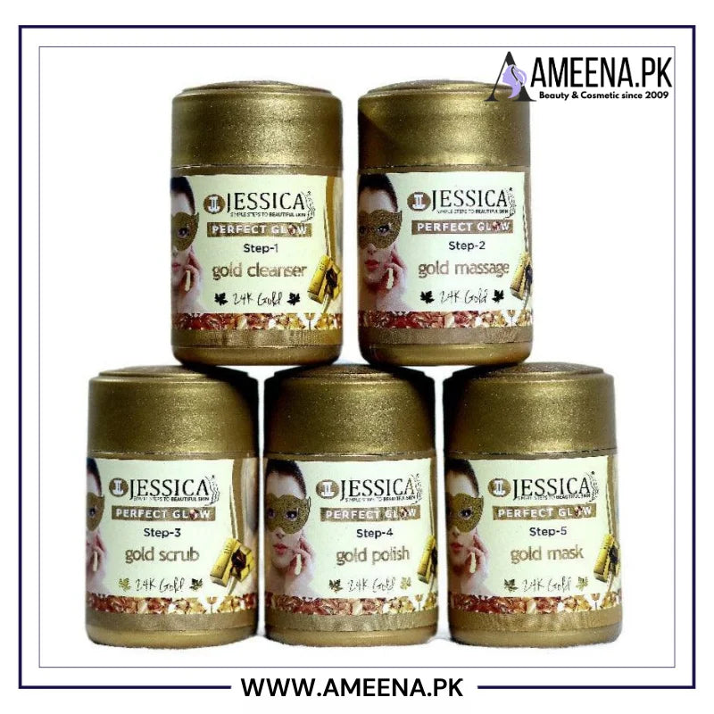 Jessica 24K Gold Facial Kit (Pack of 5) Salon Pack 250ml Each Jessica