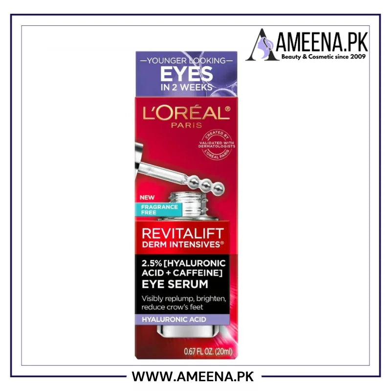 L'Oreal Paris Revitalift Derm Intensives® 2.5% Hyaluronic Acid + Caffeine Eye Serum 20ml Loreal Paris