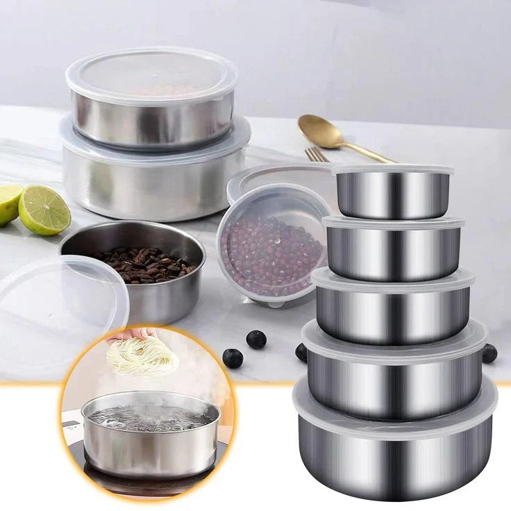 The Minimalist Stainless Steel Fresh Box Stack - Set of 5 Cosmia.pk