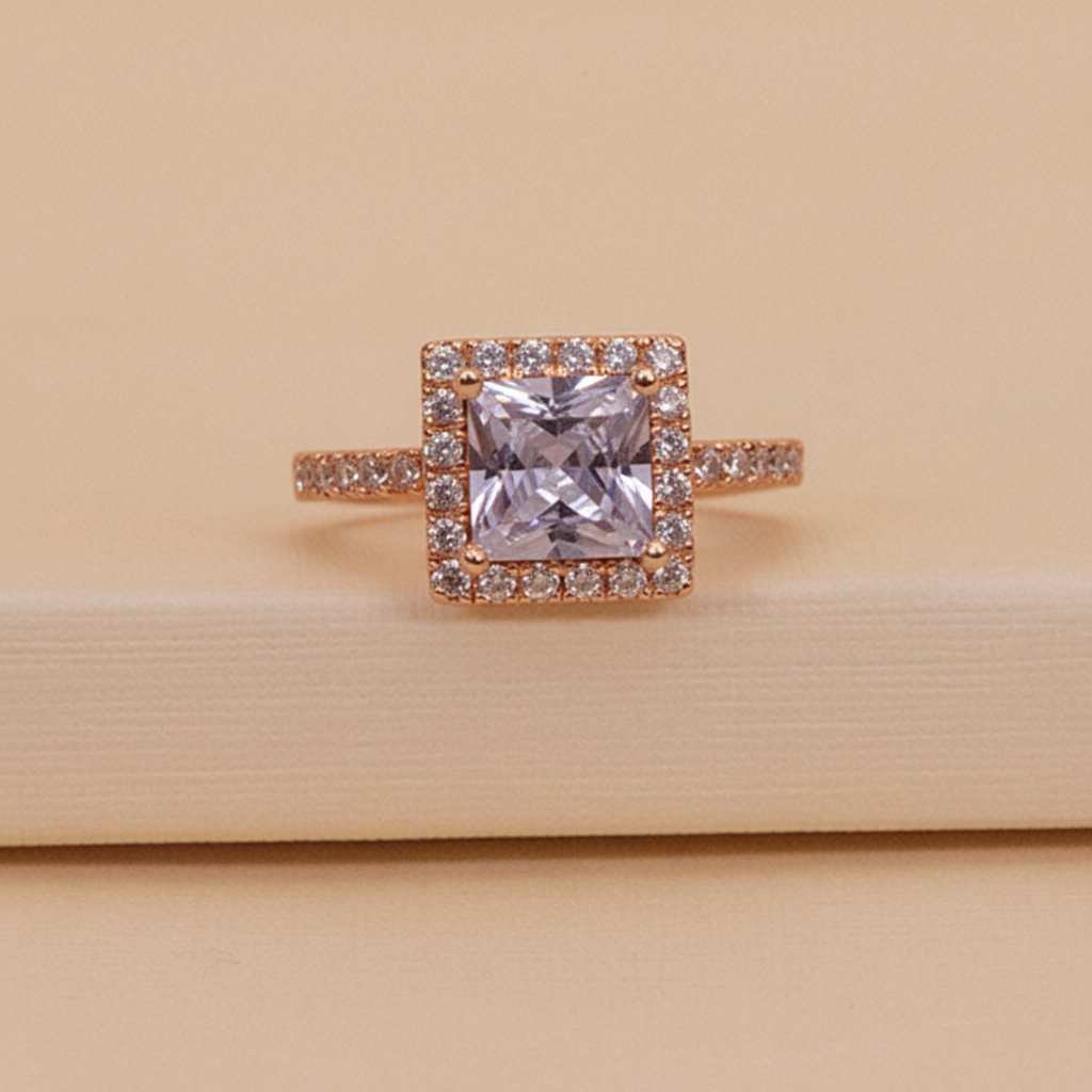 Square Halo Diamond Style Ring Cosmia