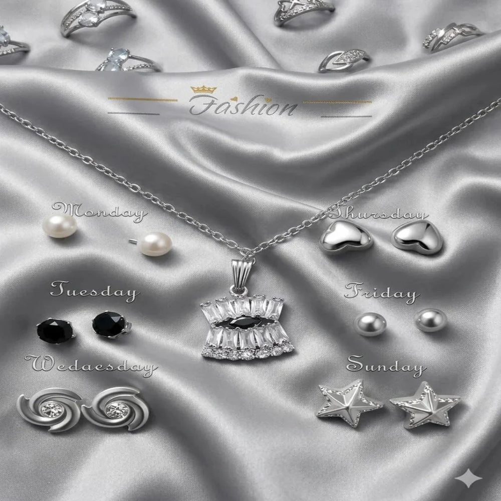 Seven Days of the Week jewelry gift set with necklace and matching Fashion