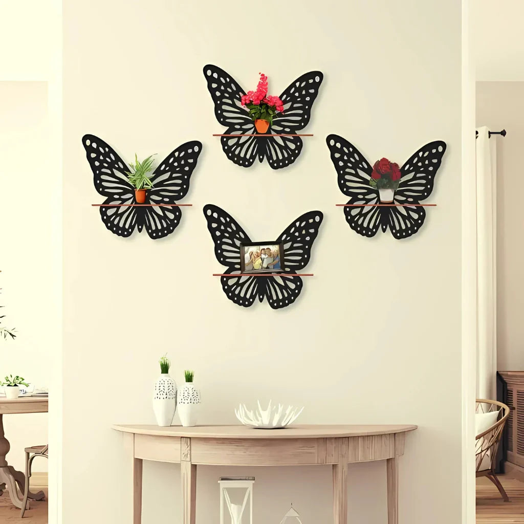 3D Wooden Wall Decorative Butterfly Wall Shelf Cosmia.pk