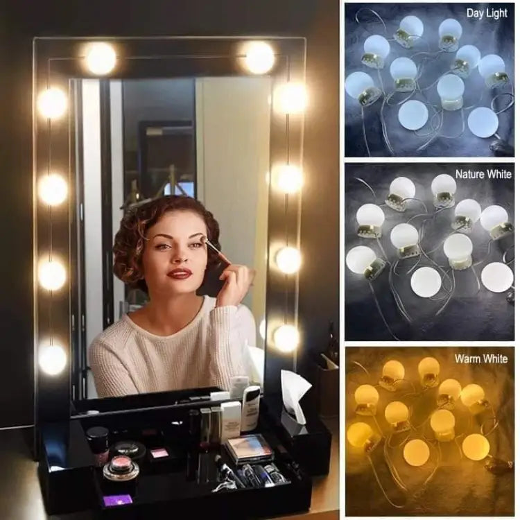Vanity Light LED Bulbs for Makeup Mirror Stand | 10 Bulbs with 3 Cosmia.pk