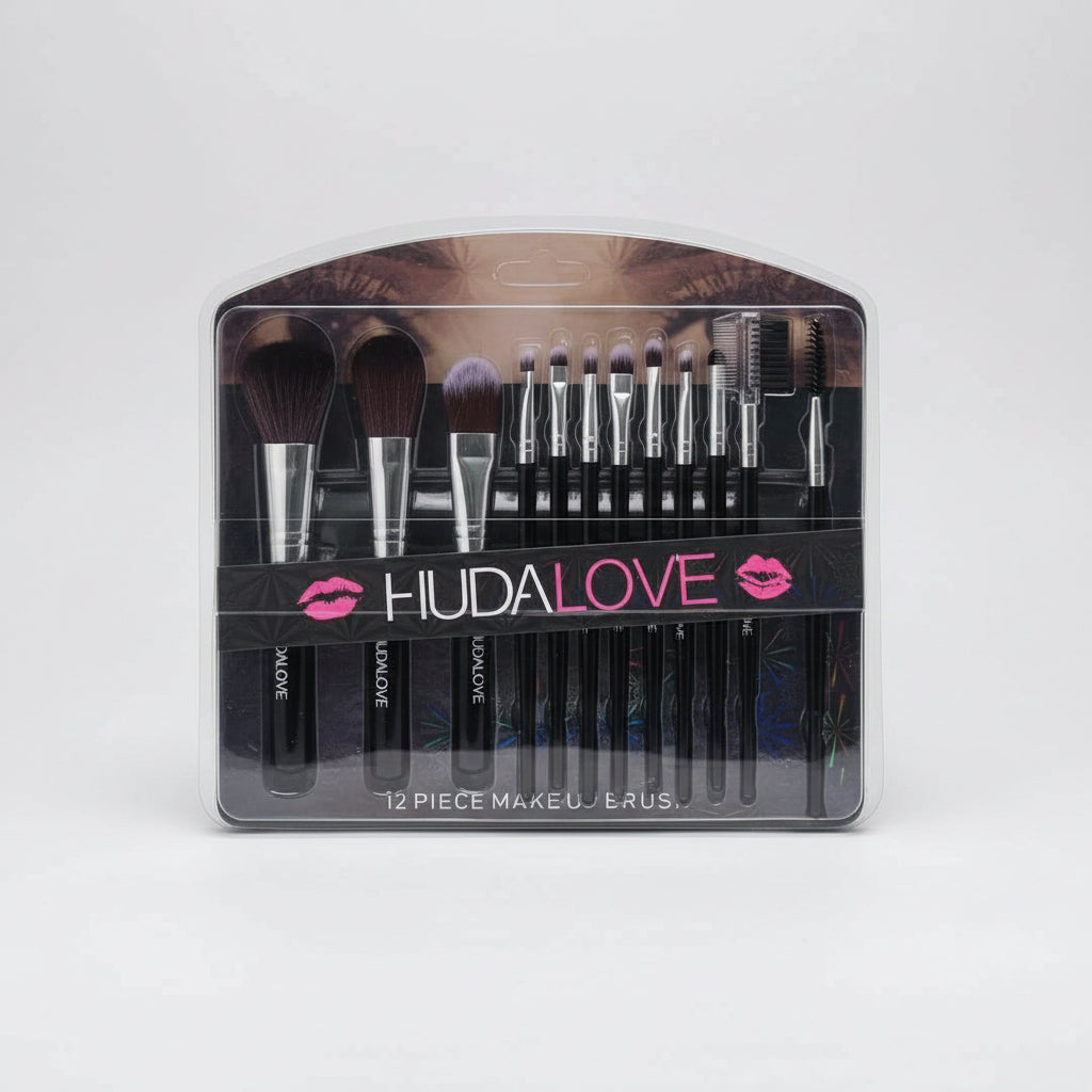 HudaLove 12‑Piece Cosmetic Brush Set – Premium Makeup Tools Huda Love