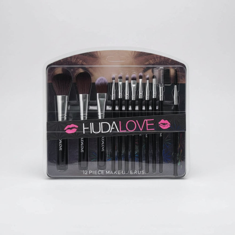 HudaLove 12‑Piece Cosmetic Brush Set – Premium Makeup Tools Huda Love