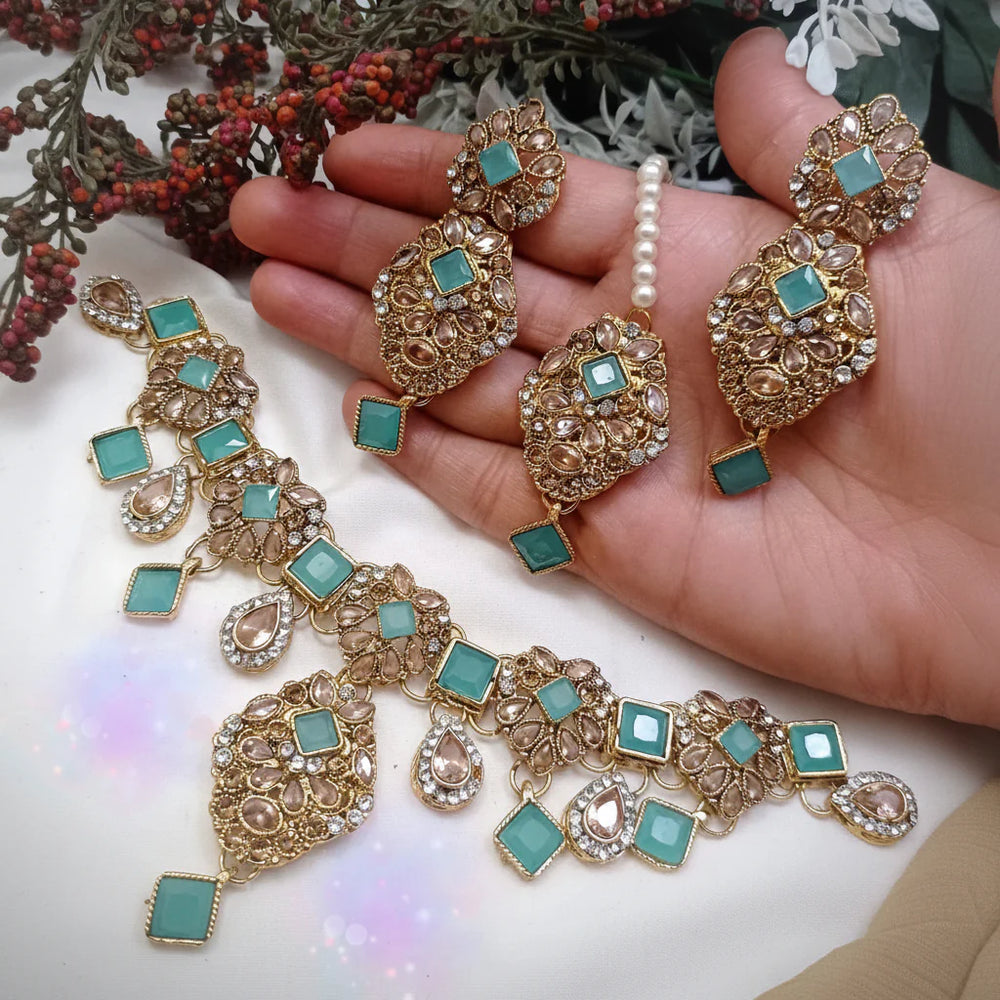 Antique Necklace Set - Stone Work Cosmia