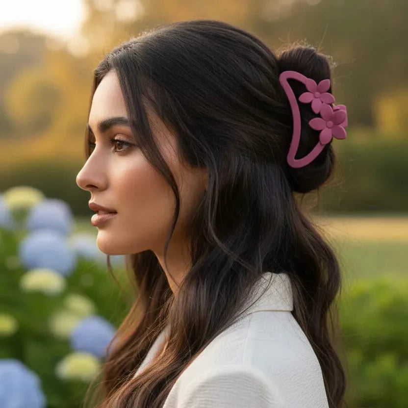 Colorful Matte Flower Hair Claw Clips Cosmia.pk