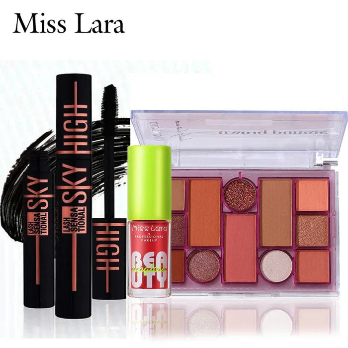 Miss Lara 3 in 1 (12 Colors Eye Shadow ,Eye Masacar , Lip Gloss) Cosmia.pk